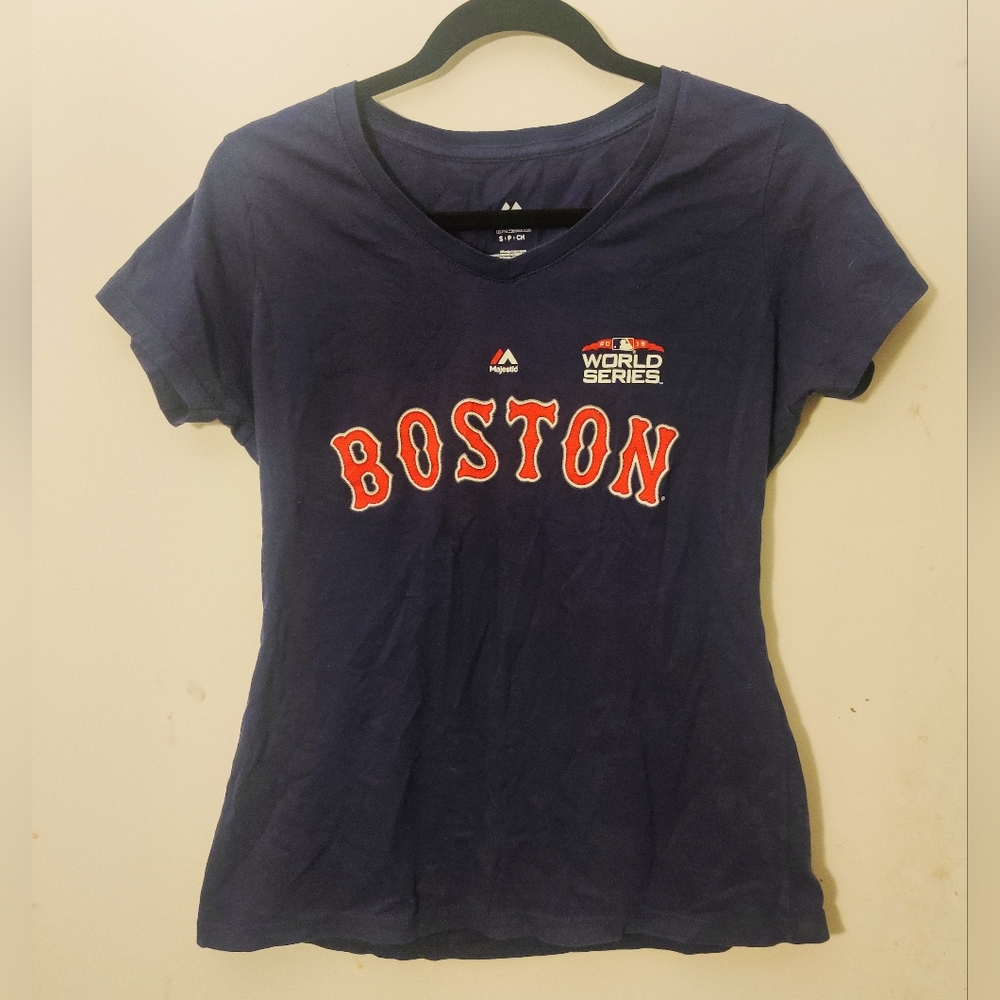 Majestic MLB Fanatics T-Shirt Boston Red Sox Navy Blue Betts Women's Small